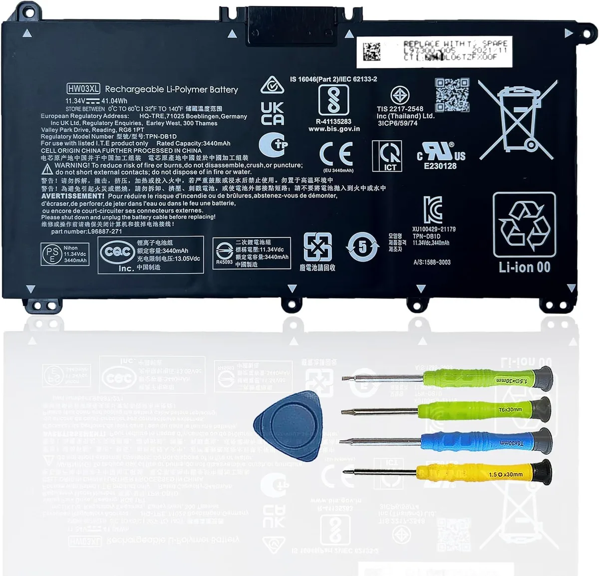 PISKEKAT PISKEKAT L97300-005 11.34V 41.04Wh laptop battery — product photo