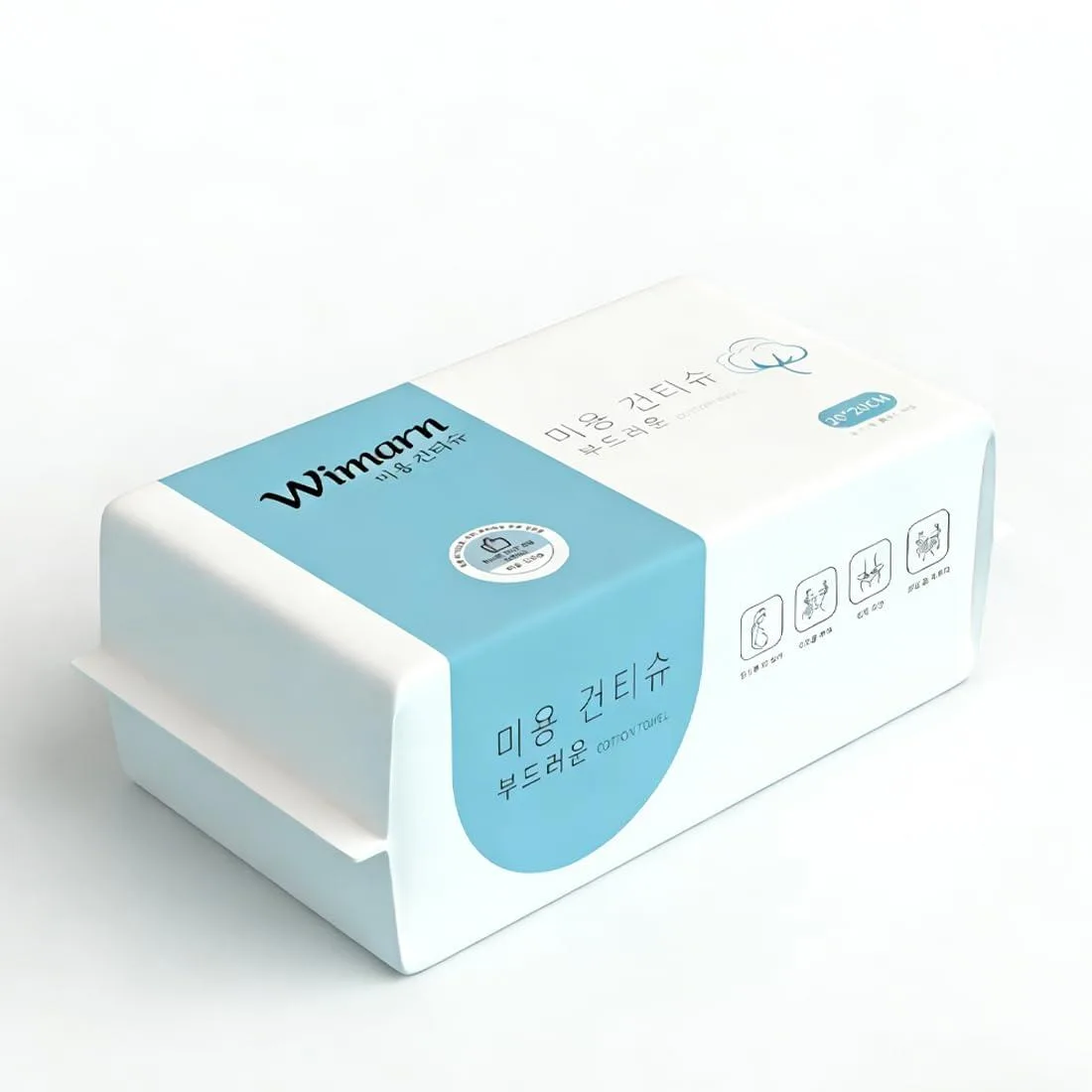 White rectangular pack containing 80 cotton face towels 20x20cm
