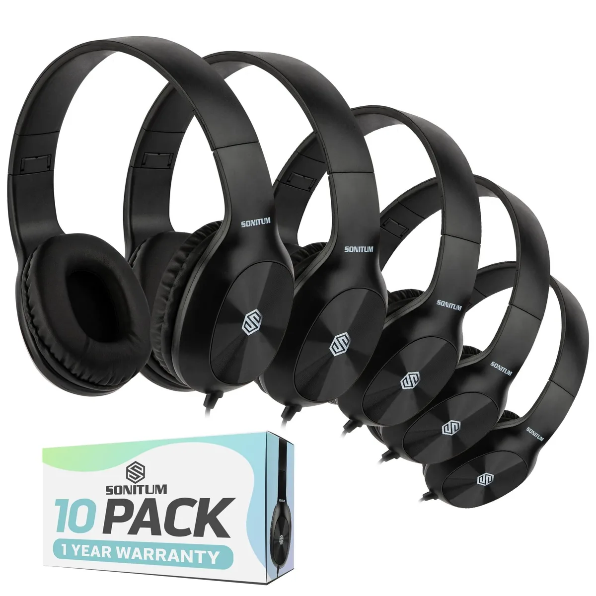 Bipra Bipra 10-Pack Classroom Headphones 3.5mm Jack (Black) — product photo