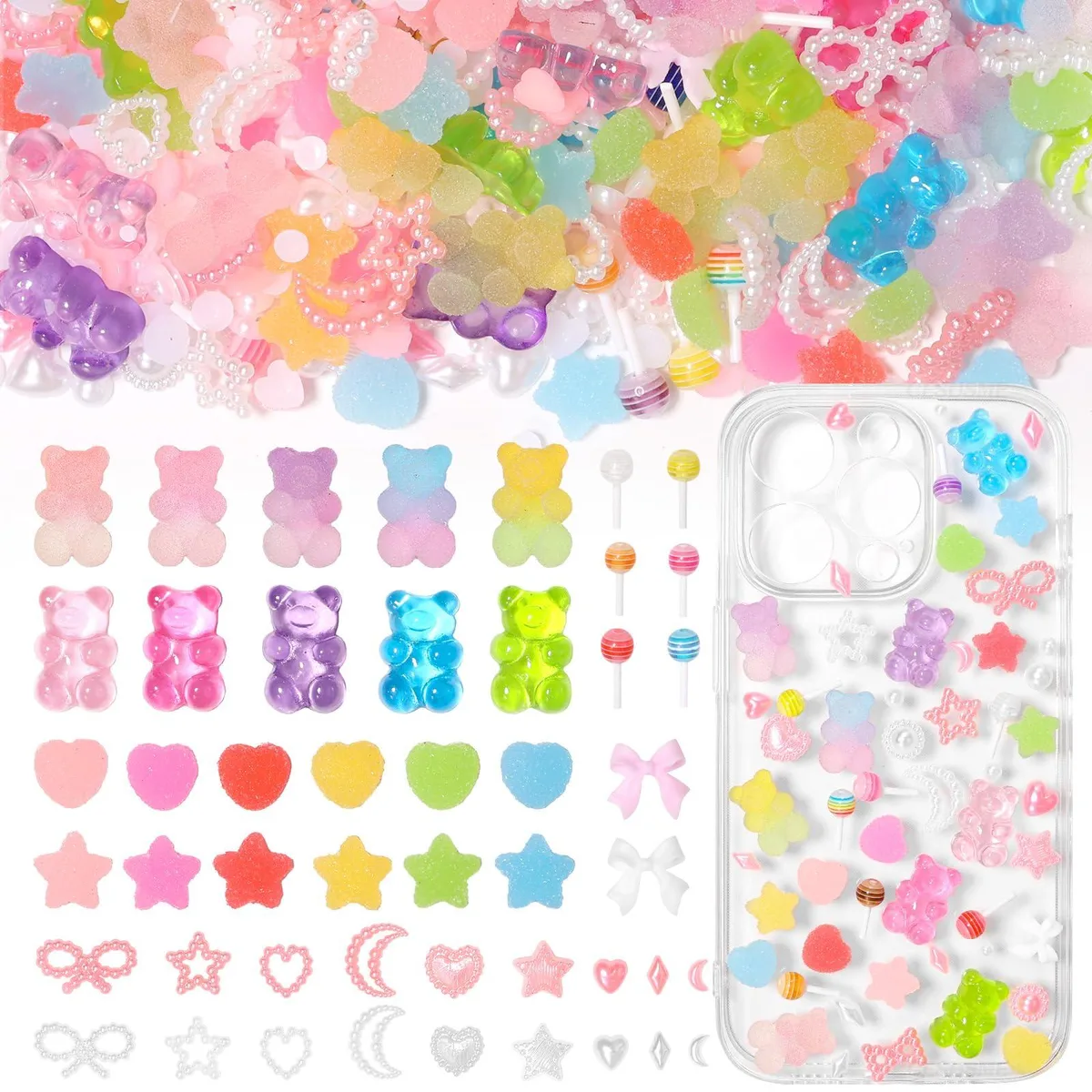  CE7021 400 Pcs Candy Junk Case Charms Kit beading — product photo