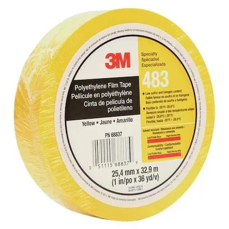 3M 3M 483 Film Tape Yellow Polyethylene 1 Inch x 36 Yard — product photo