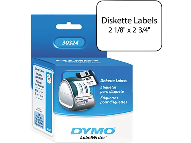 White rectangular direct-thermal labels on a roll for DYMO LabelWriter printers