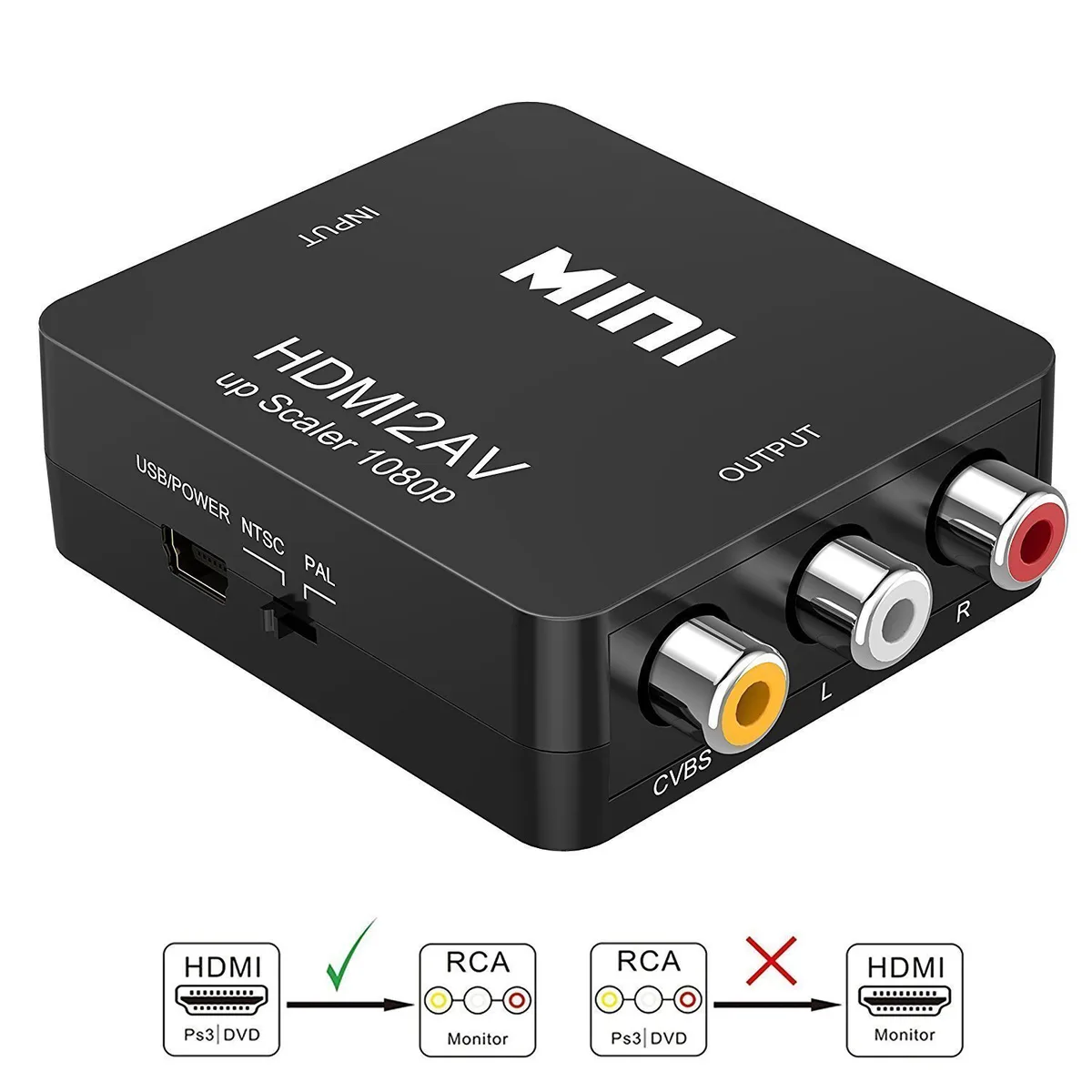 LUOM LUOM HDMI to 3RCA CVBS AV Converter Adapter (Black) — product photo