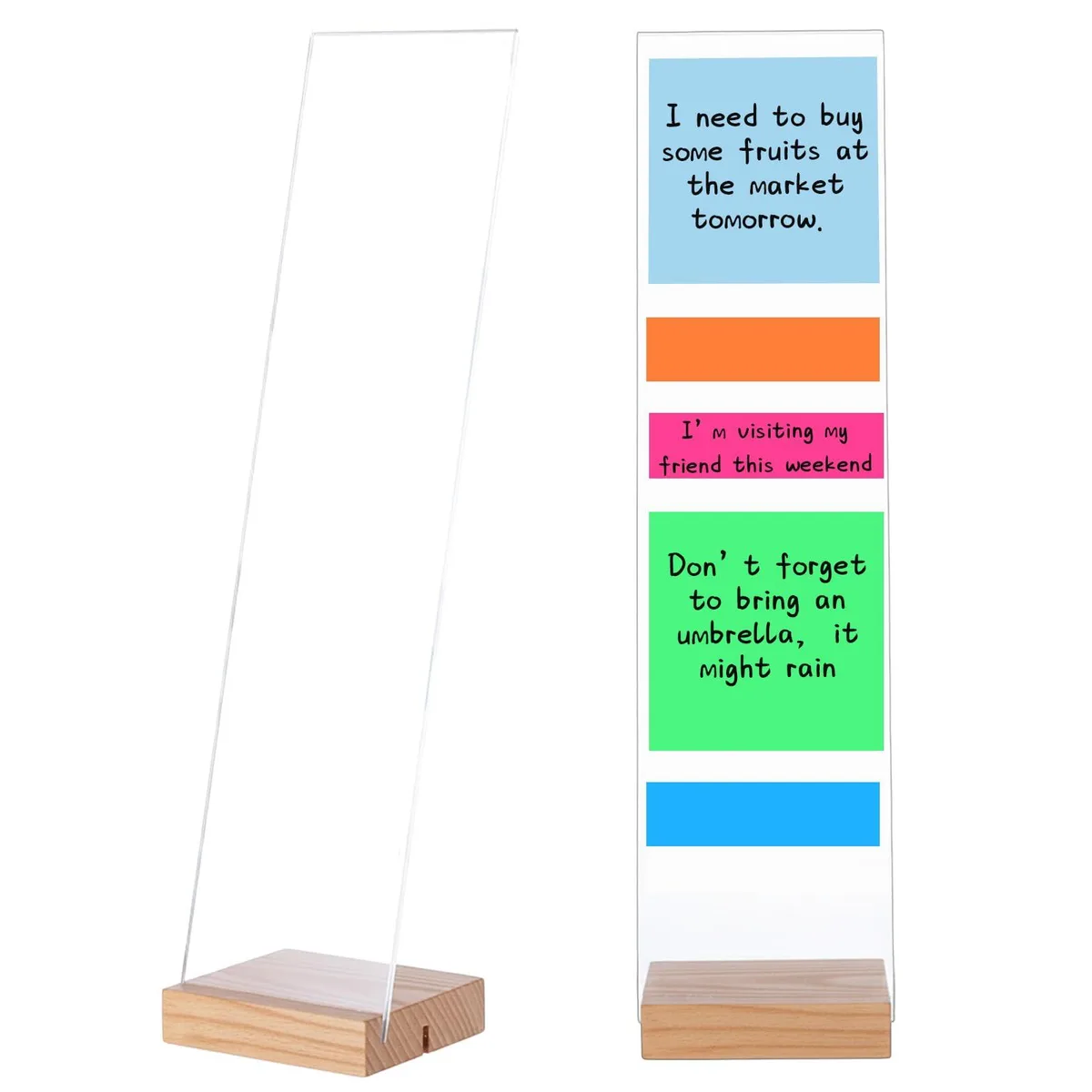 Bright Air Monitor Memo Board Acrylic Sticky Note Holder with Wooden Base (2 Pcs) — product photo