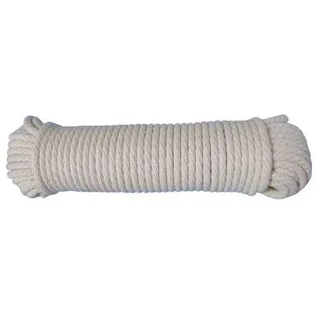 Natural cotton utility rope in a coiled hank, 7/32 inch diameter, 100 feet long