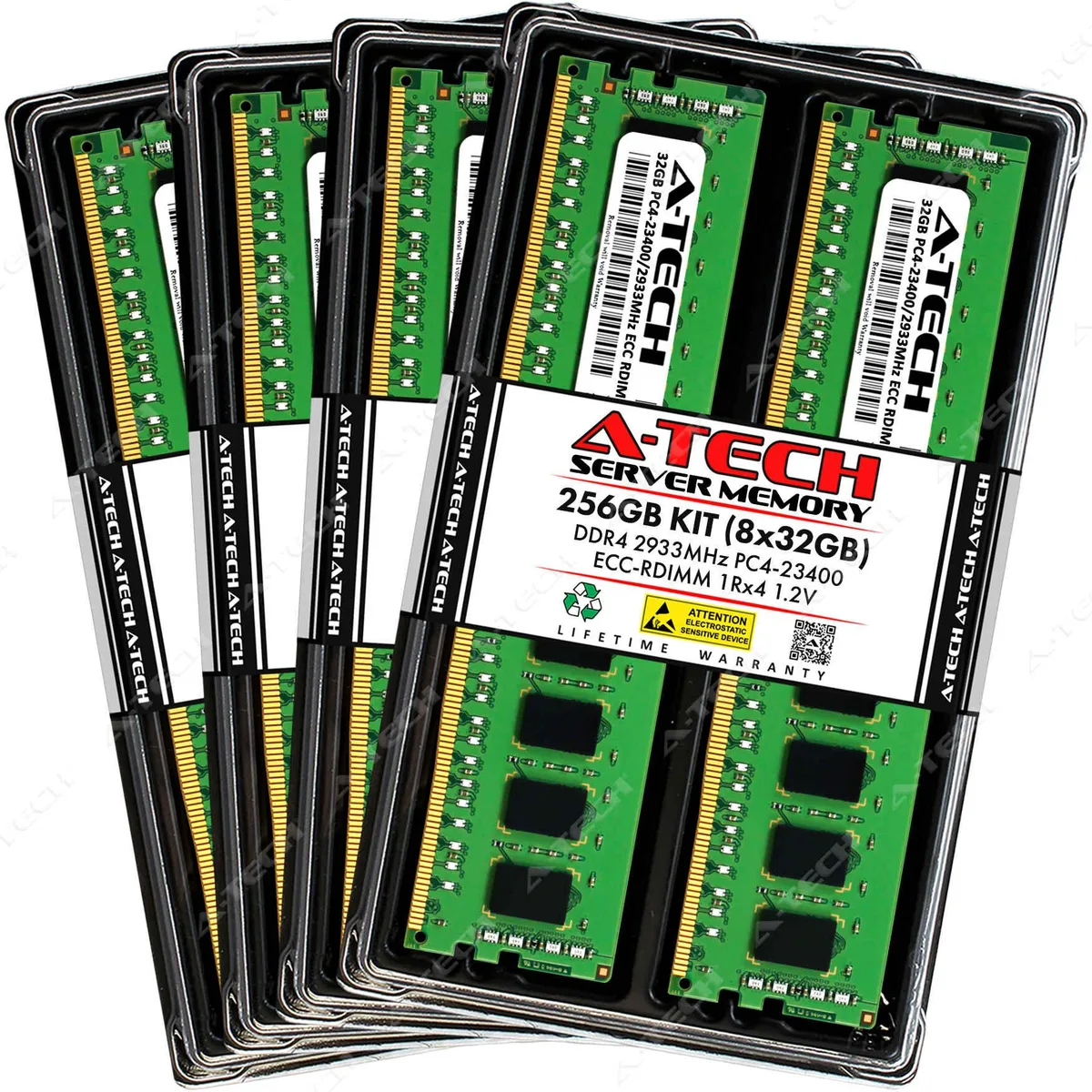 A-Tech A-Tech 256GB (8x32GB) DDR4 2933 ECC RDIMM 1Rx4 Server RAM — product photo