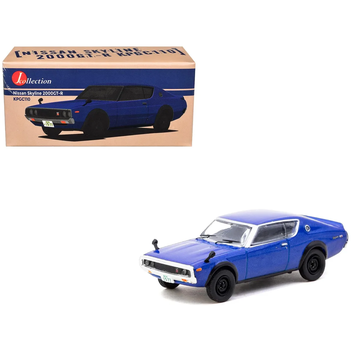 Tarmac Works Tarmac Works Nissan Skyline 2000GT-R KPGC110 RHD Blue Metallic J Collection 1/64 Diecast Hobby Collectible — product photo