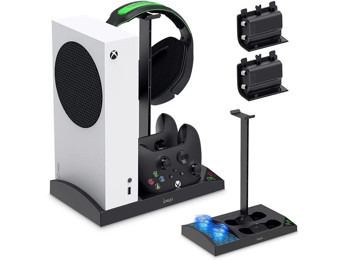 BONAEVER BONAEVER Upgraded Cooling Stand for Xbox Series S with Controller Charger and 2 x 1400 mAh Batteries — product photo