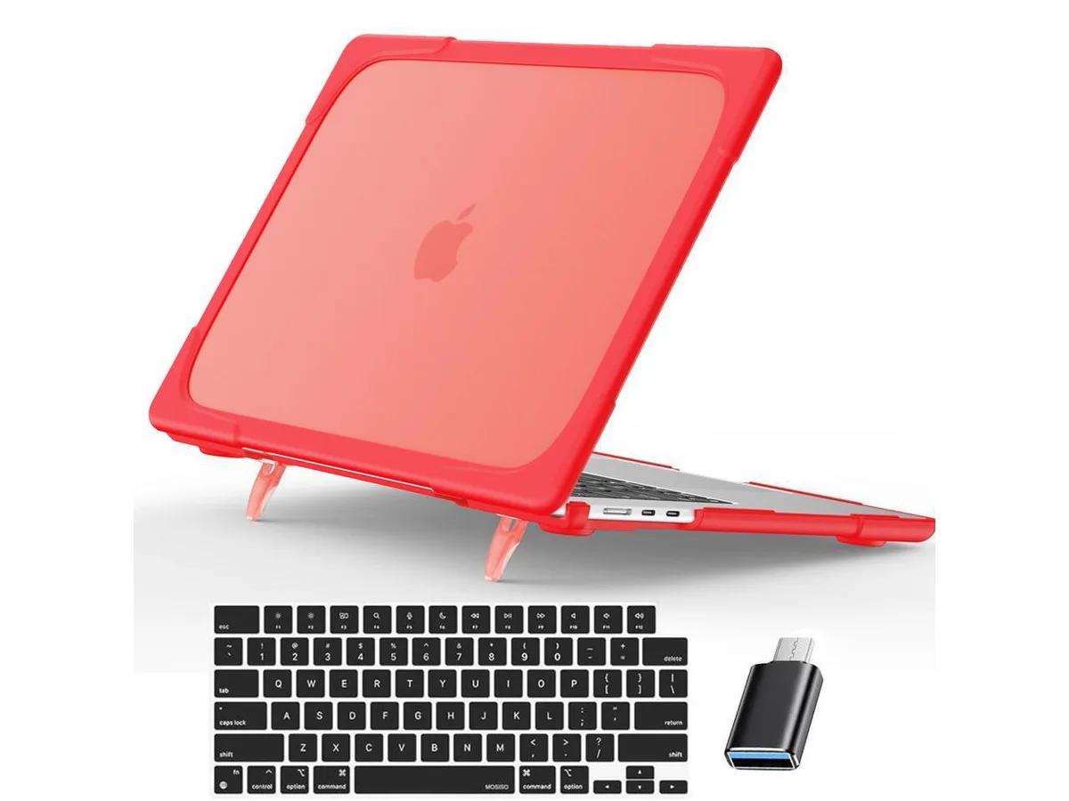Werleo Werleo MacBook Air 15 inch Case A2941 2023 Red Hard Shell with Kickstand &amp; Keyboard Cover &amp; USB-C Adapter — product photo