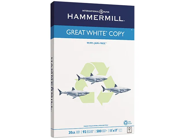 Hammermill Hammermill 86750 Great White 30 Recycled Paper 11 x 17 20lb 92 Bright 500 Sheets — product photo