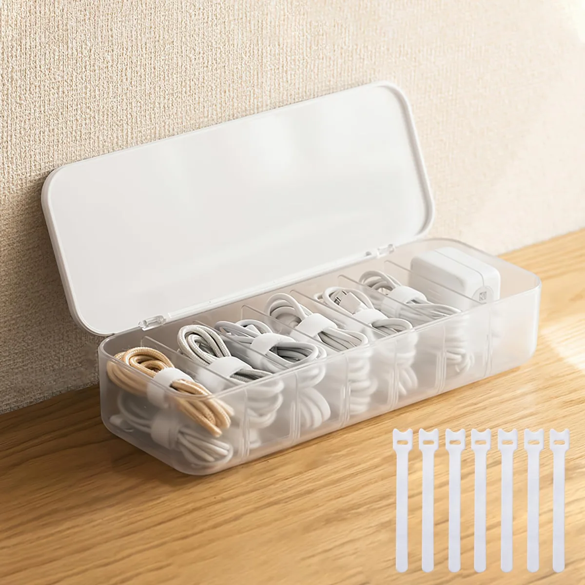 Samsill CSB-WH Cable Organizer Storage Box White 26 x 10 x 6 cm — product photo
