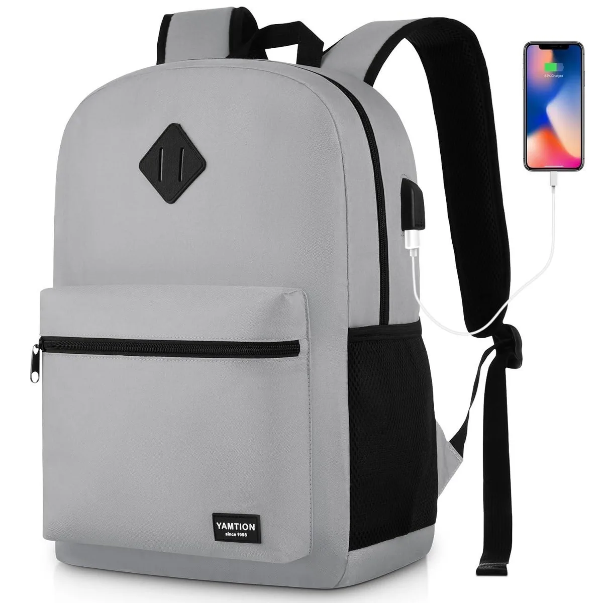 Bipra unisex school backpack with USB port and reflective strips