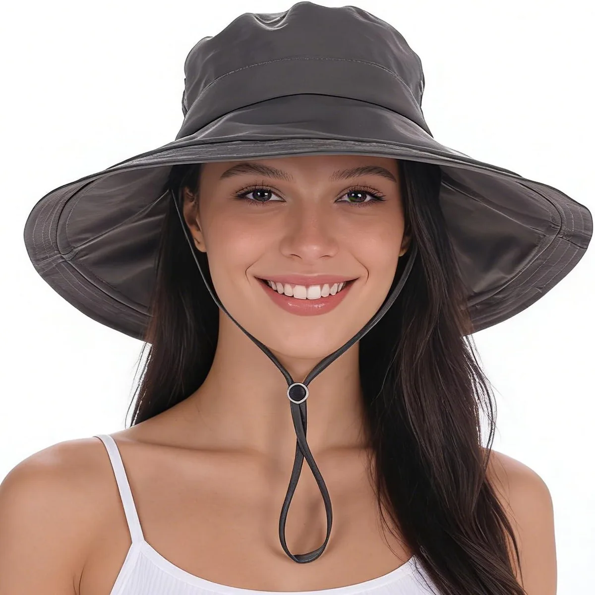 EINSKEY Wide Brim Sun Hat Ponytail Hole 4.3in Brim Black — product photo