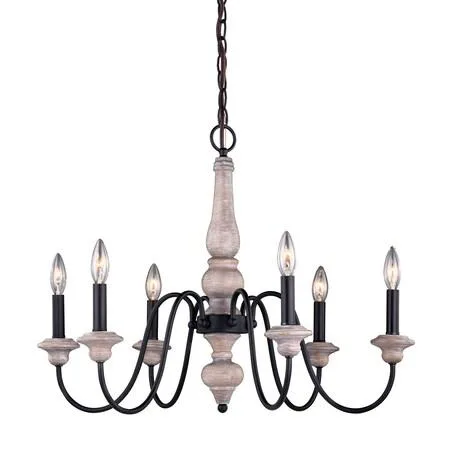 Vaxcel Vaxcel H0236 Georgetown 6-light farmhouse chandelier 26 in 100 in max height — product photo
