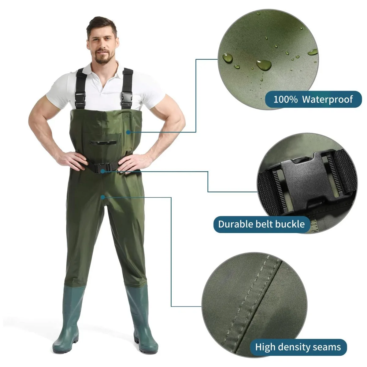 Altatac Altatac Waterproof Bootfoot Waders Size 13 Green — product photo