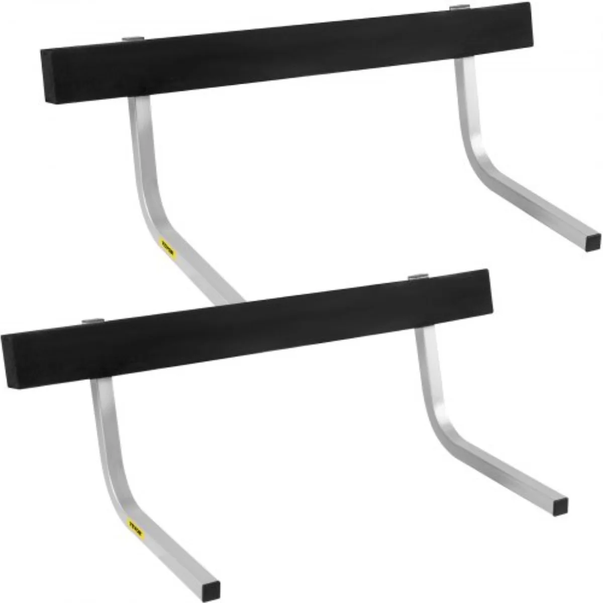 Pair of powder-coated steel trailer guide boards with carpet padding, 47 inches long, mounting brackets included