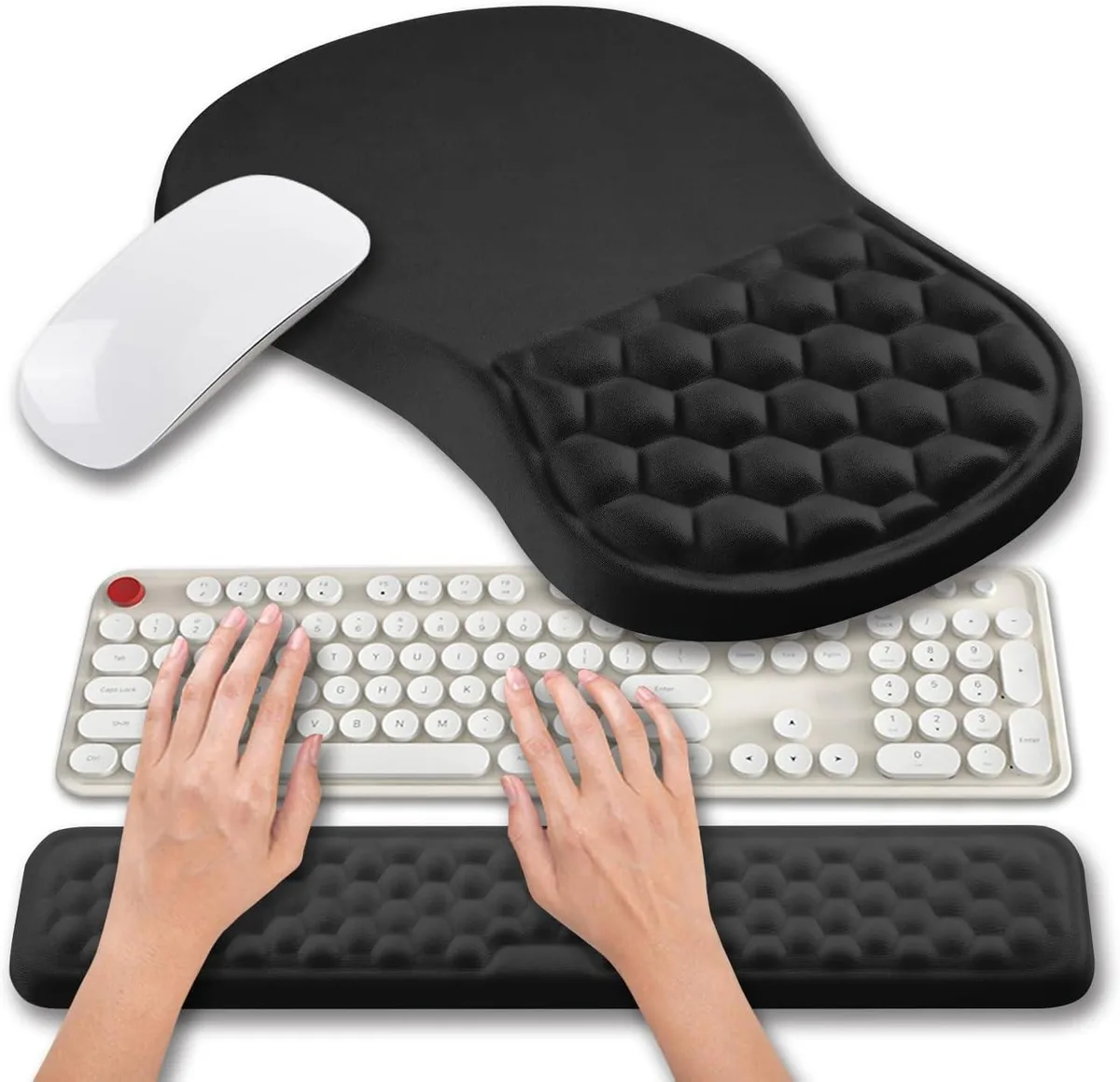 BAOFENG BAOFENG 2-in-1 Ergonomic Mouse Pad &amp; Wrist Rest Set Black — product photo