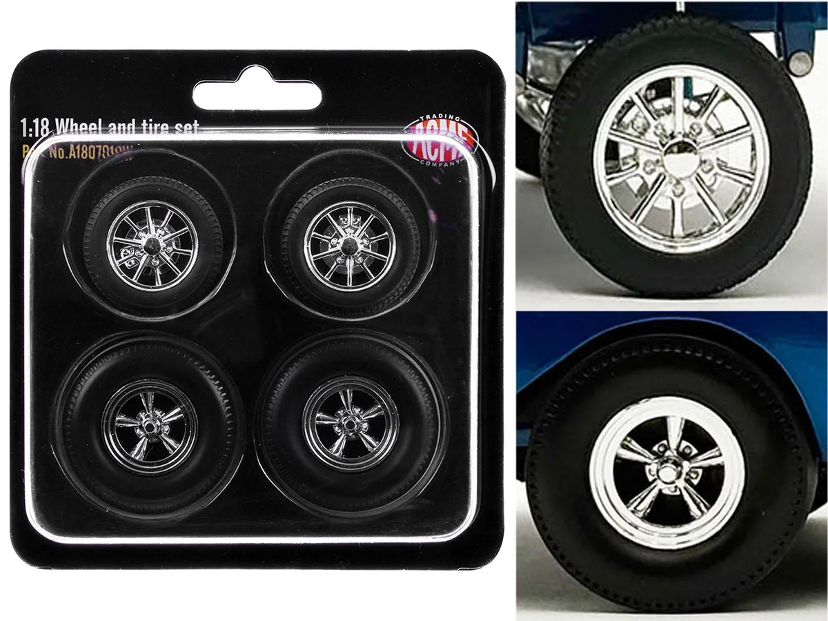 ACME ACME 1957 Chevrolet 150 Gasser High Roller Drag Wheel Tire Set 1/18 Scale 1.25 1.75 in — product photo