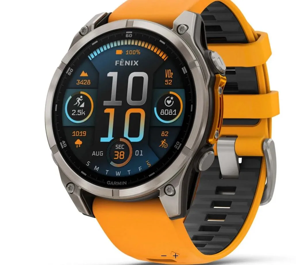 Garmin Garmin fēnix 8 47 mm AMOLED Sapphire Titanium Spark Orange/Graphite Silicone Band wearable technology — product photo