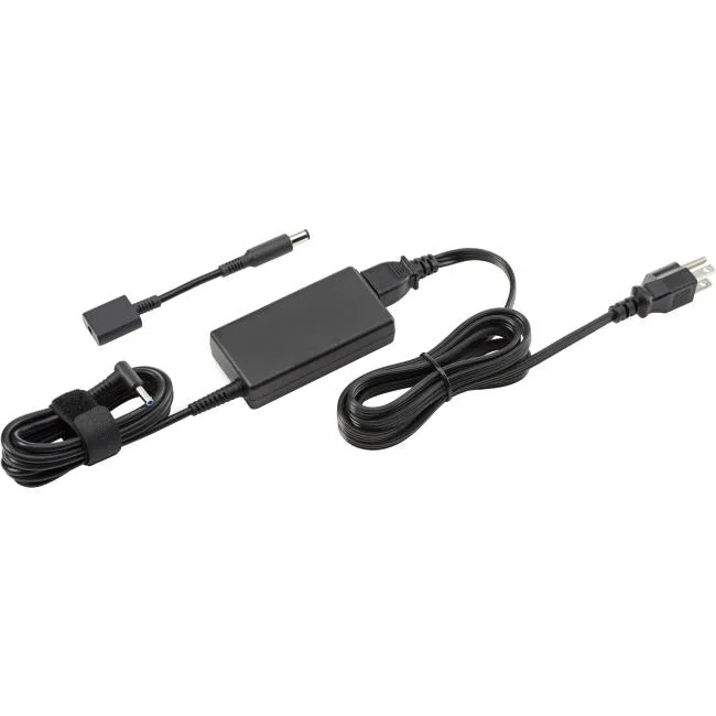 Black HP 45W Smart AC adapter with 4.5 mm and 7.4 mm connectors