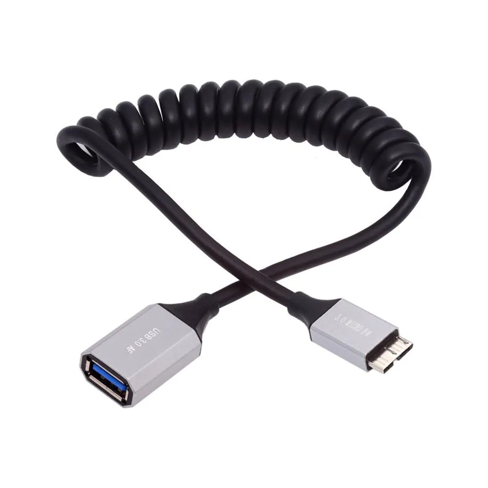 Fervit Fervit Micro-USB 3.0 Male to USB 3.0-A Female OTG Coiled Cable 100cm 5Gbps — product photo