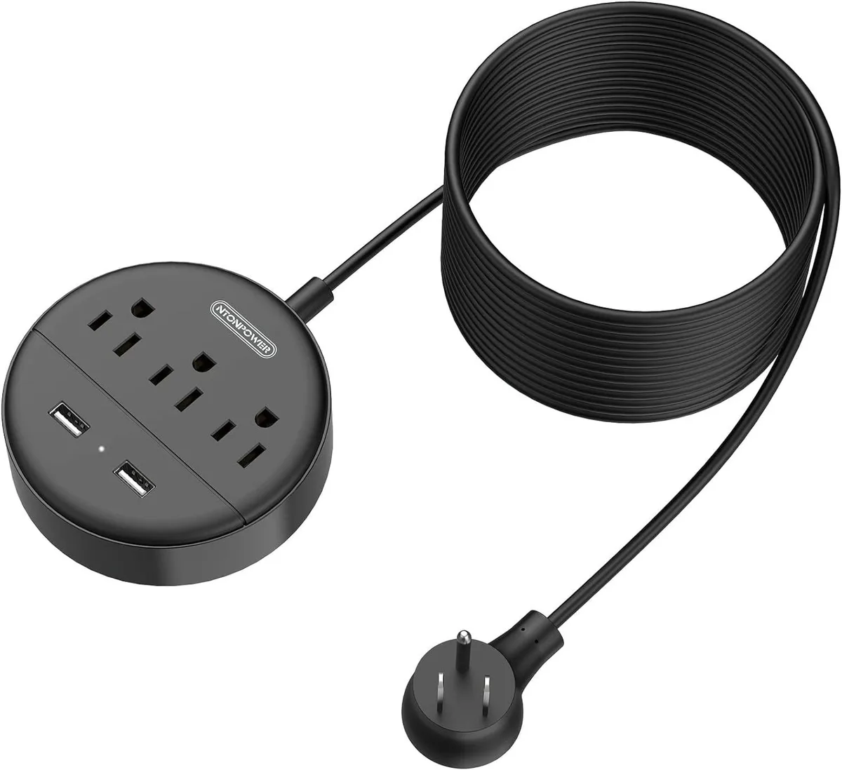 NTONPOWER NTONPOWER 25 ft Power Strip with 3 Outlets 2 USB Black — product photo