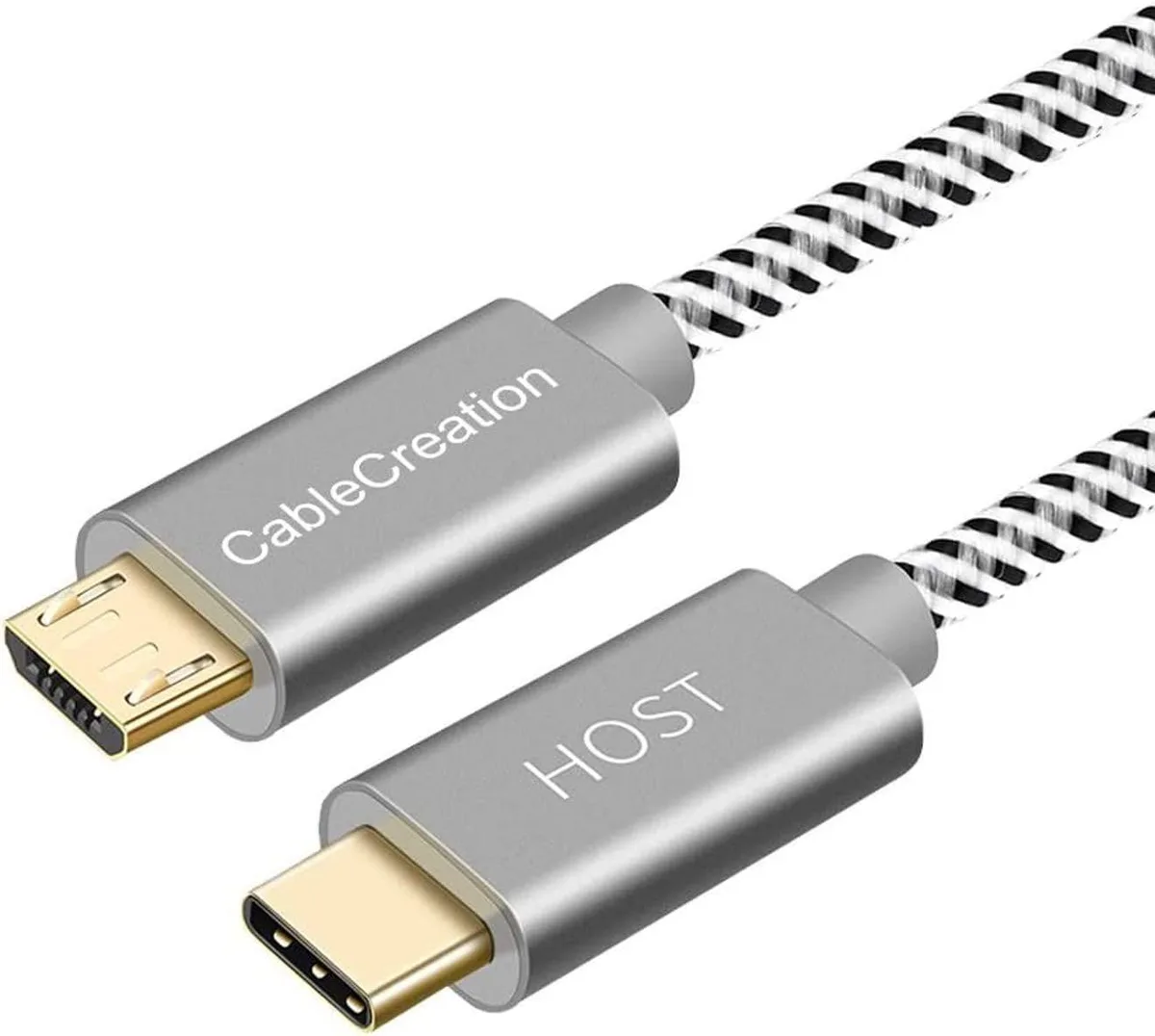CableCreation CableCreation USB C to Micro USB Braided OTG Cable 480Mbps Space Gray 3.3 FT — product photo