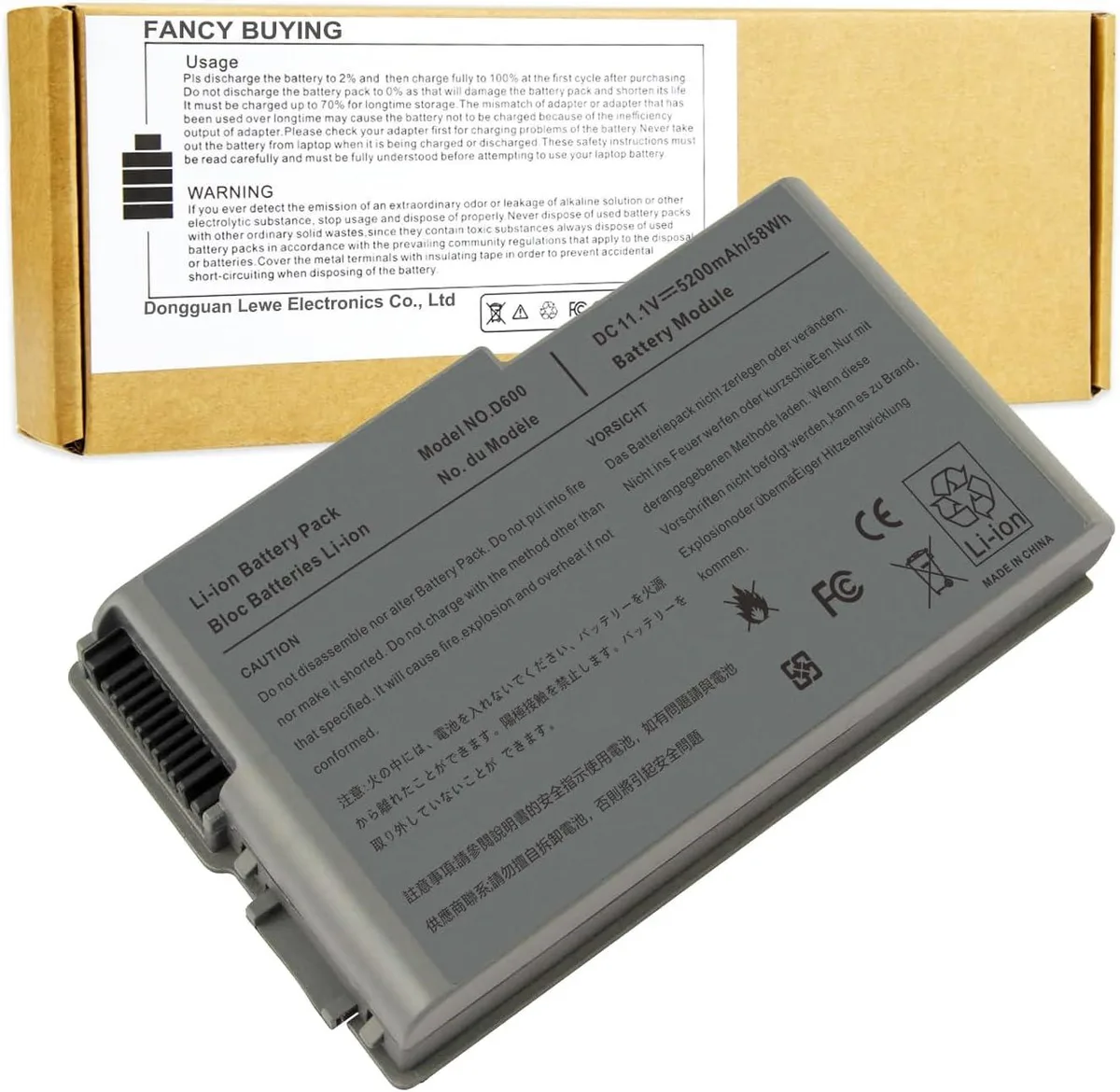 PISKEKAT PISKEKAT 6-cell 11.1V 5200mAh laptop battery for Dell Latitude D600 — product photo