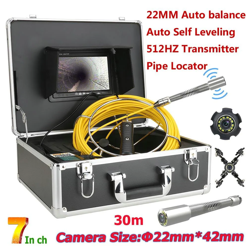 visiPower visiPower Drain Inspection Camera 7" Monitor 30m Cable 512Hz Transmitter 22mm IP68 1000TVL 12 LED — product photo