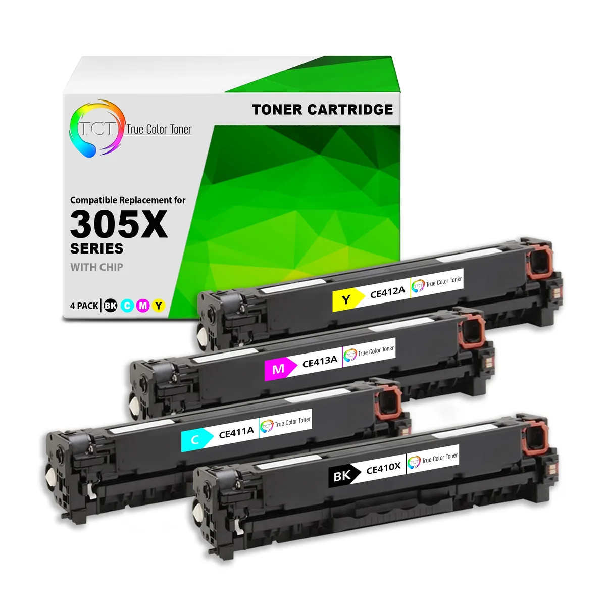 True Color Toner True Color Toner 305X 305A 4 Pack Toner Cartridge CE410X CE411A CE412A CE413A — product photo