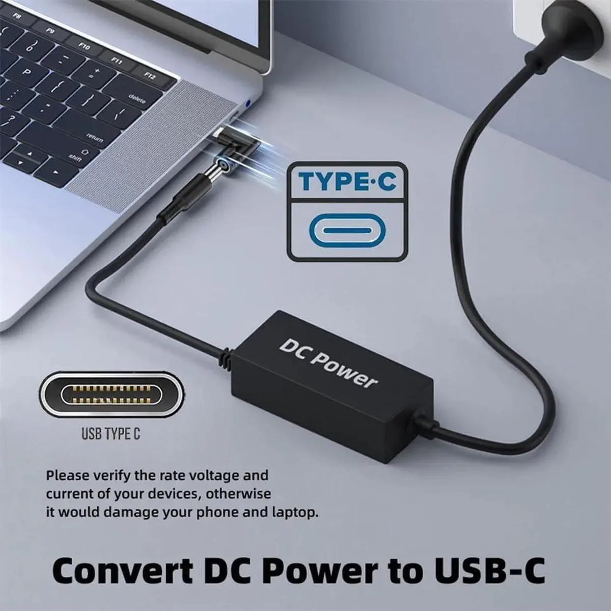 SMUGDESK SMUGDESK 90 Degree Right Angle DC 5.5×2.1mm Female to USB-C Male PD Power Adapter — product photo