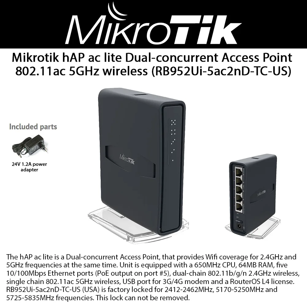 Mikrotik Mikrotik hAP ac lite TC RB952Ui-5ac2nD-TC access point — product photo