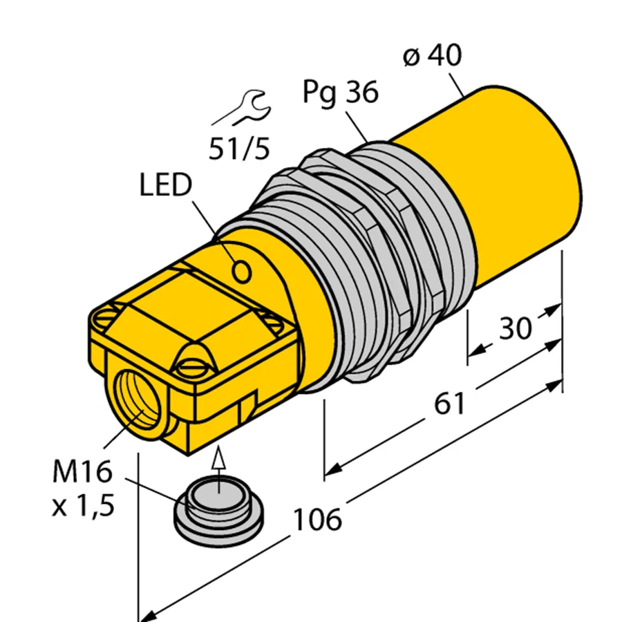 Turck Turck NI40-G47SR-FZ3X2 13428 inductive sensor 40 mm 10-300 VDC 284 g — product photo