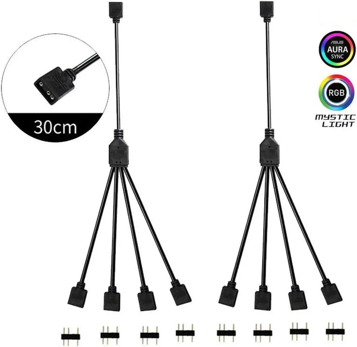 Vszerda Vszerda 2 Pack 5V 3-Pin RGB 4-Way Female Splitter Cable internal power cable — product photo