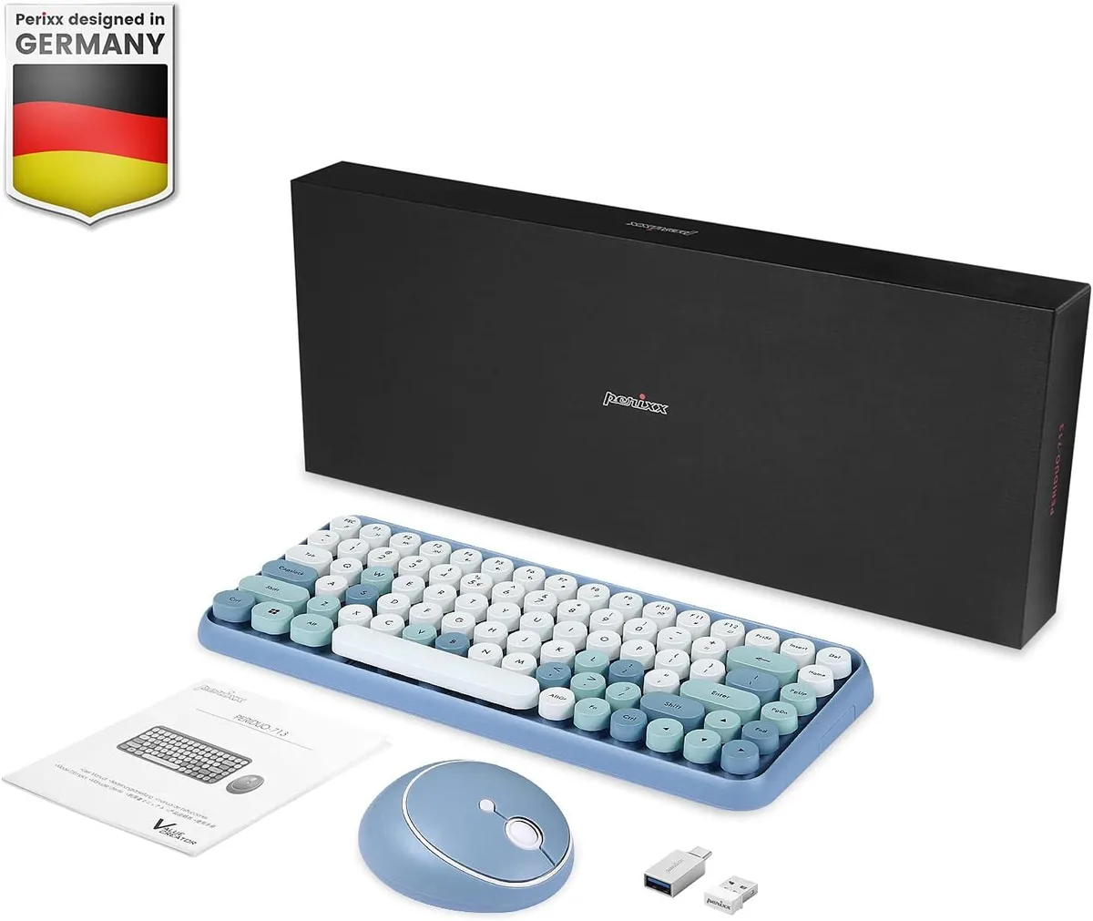 Perixx Perixx PERIDUO-713BL Wireless Keyboard and Mouse Combo Pastel Blue — product photo