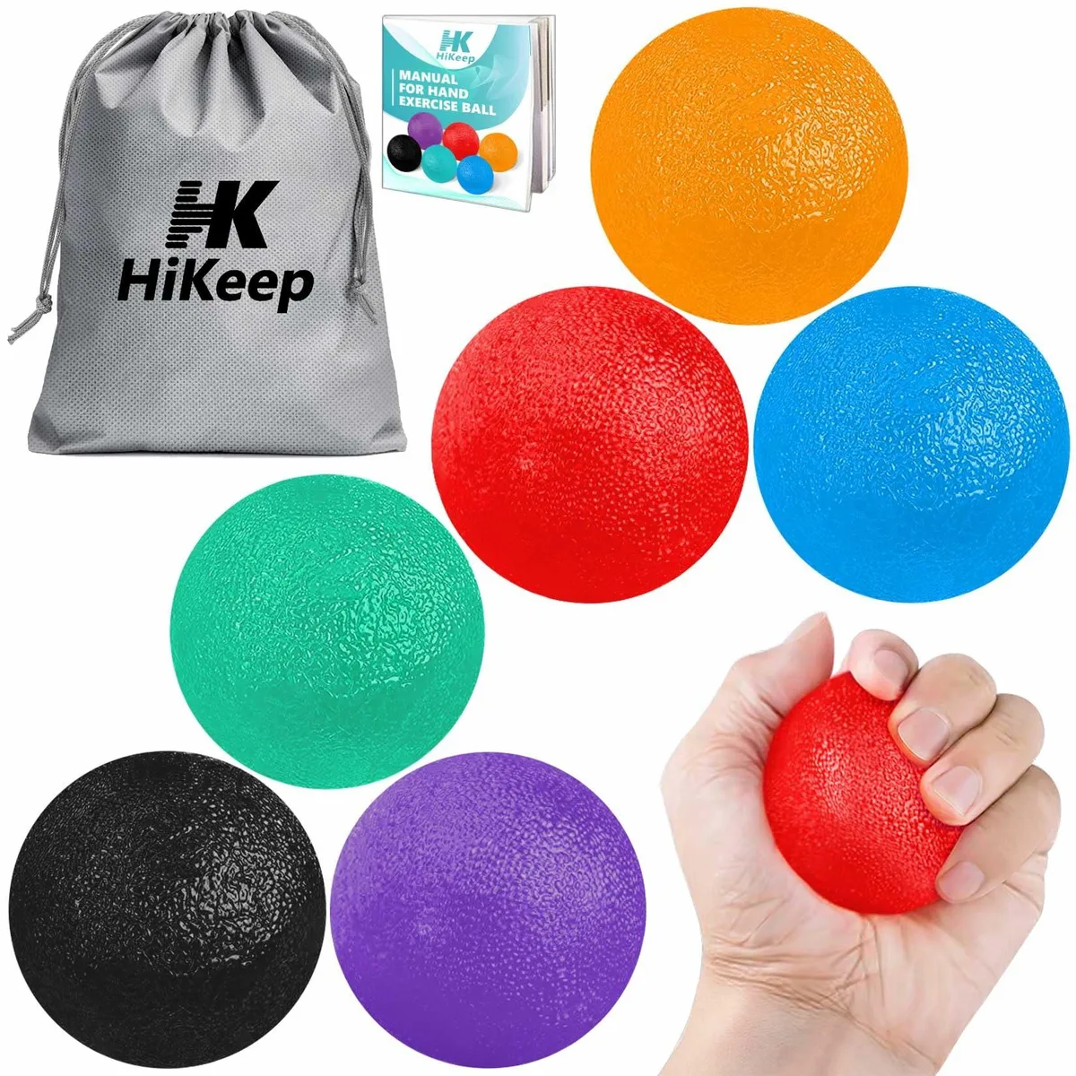 Six small rubber balls in mixed colours with storage bag