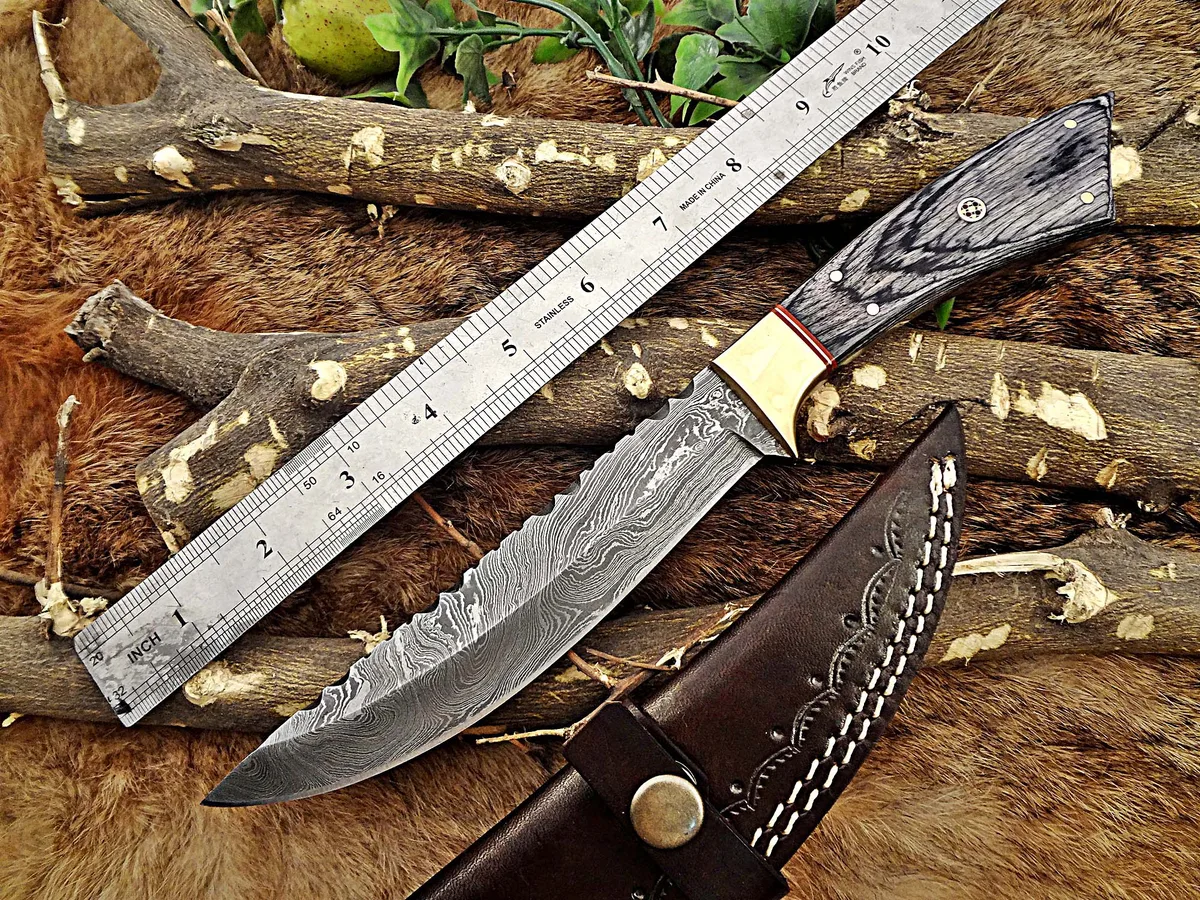 Damascus Depot Damascus Depot 11" Skinning Knife 6.5" Blade 200-Layer Damascus 56-58 HRC — product photo