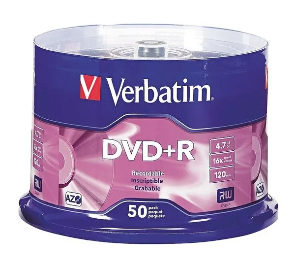VERBATIM VERBATIM 97174 Life Series 4.7GB 16X DVD+R 50 Packs dvd media — product photo