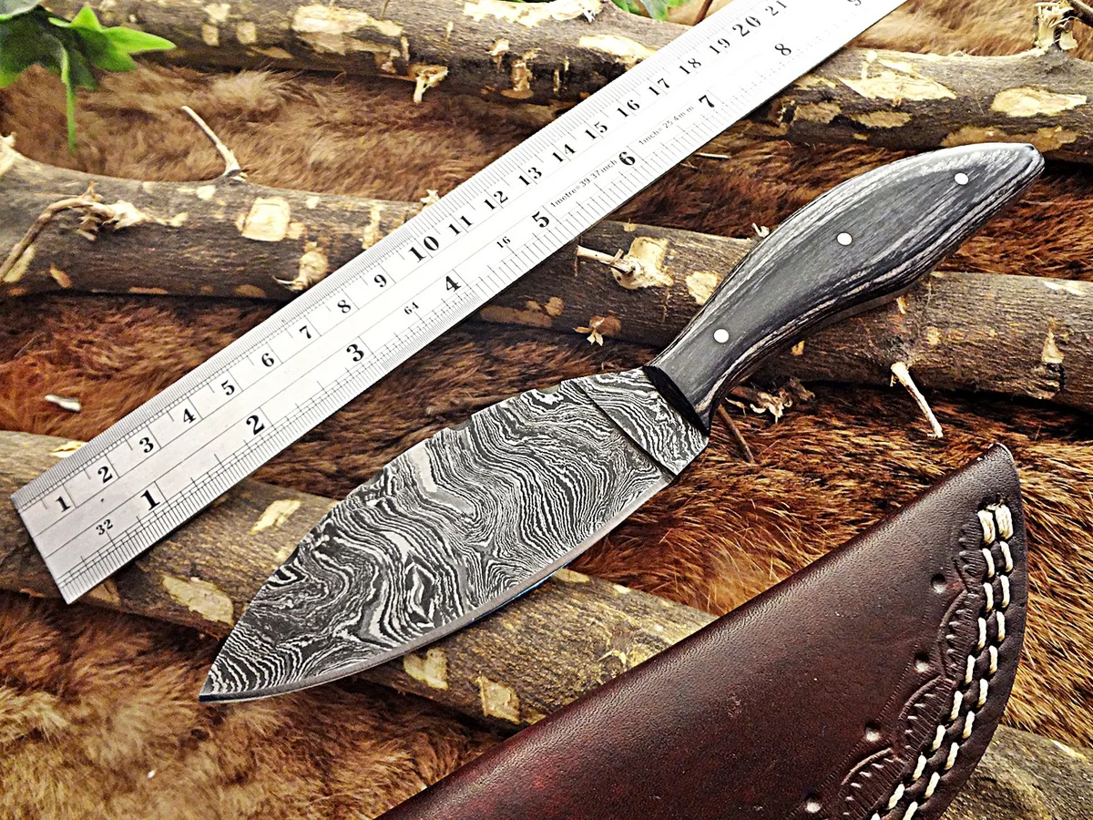 Damascus Depot Damascus Depot 9" Skinning Knife 4.5" Blade 2-Tone Dollar Wood Scale — product photo