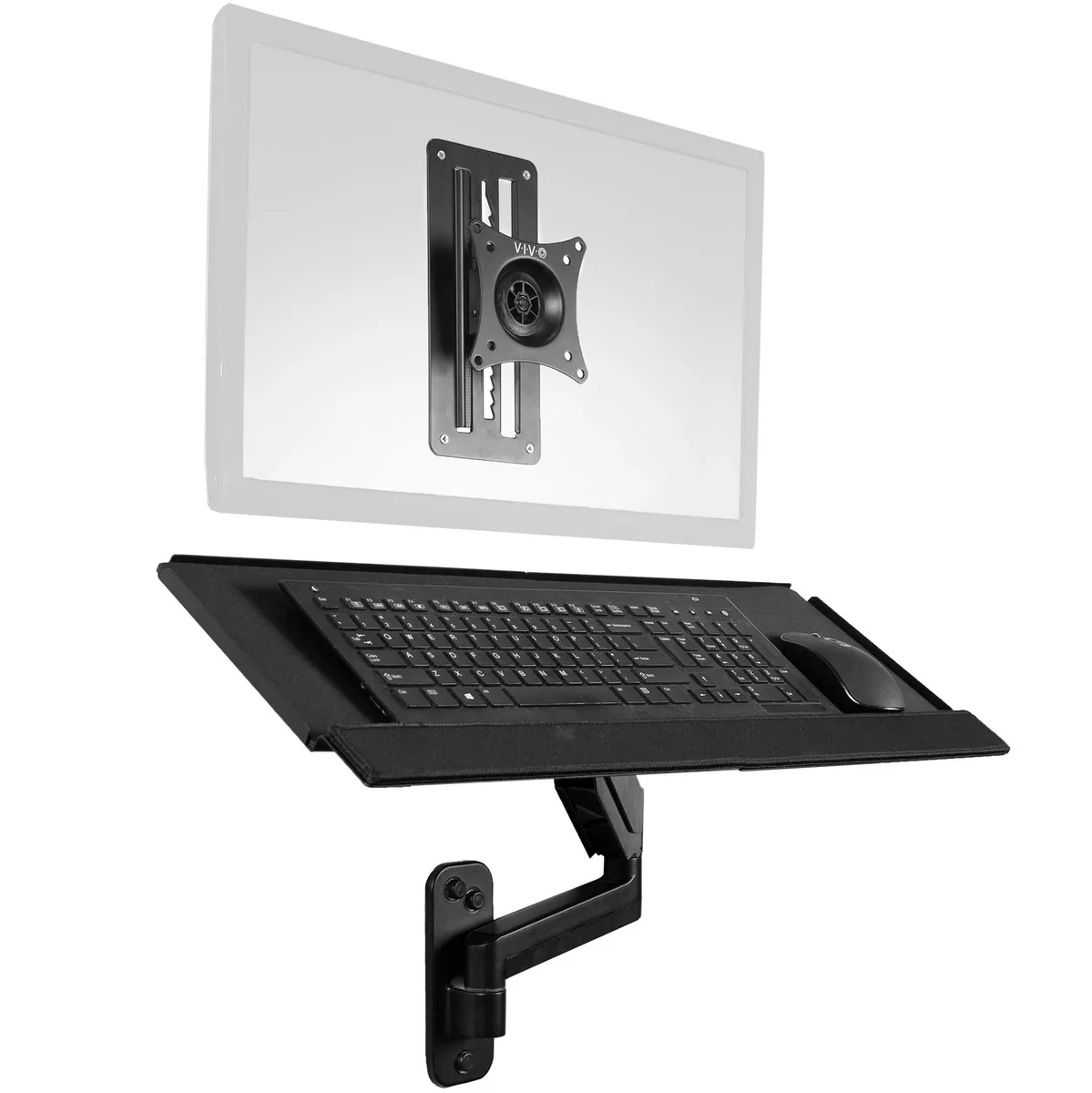 VIVO VIVO Sit-Stand Dual Monitor &amp; Keyboard Tray Combo Wall Mount 17-32" 17.6 lbs 2.2 lbs 6.3" adj — product photo