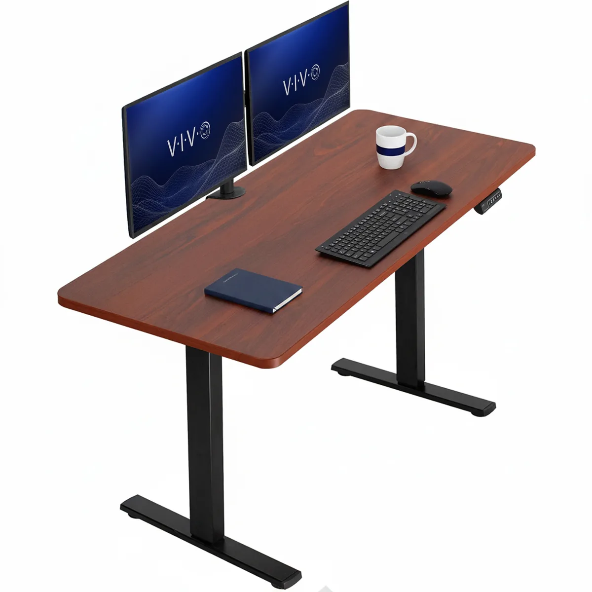 VIVO VIVO Electric Stand Up Desk 60 x 24 Dark Walnut Black Frame — product photo