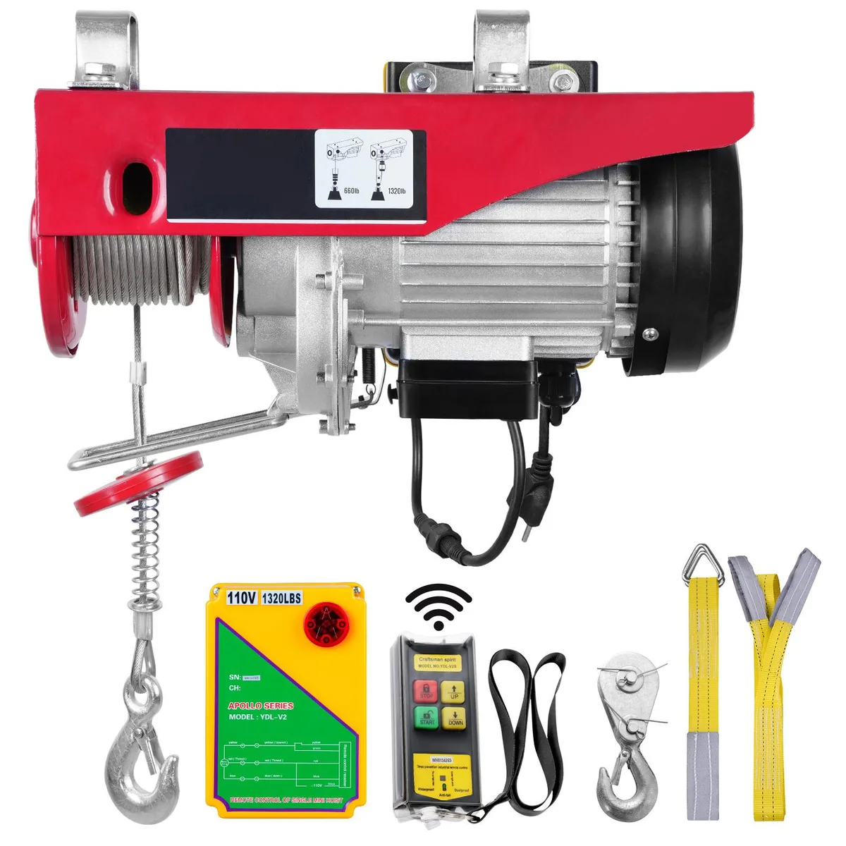 VEVOR VEVOR Electric Hoist 1320 lbs 1150W 110V 40ft Wireless Remote DD1320LBS52FTNHNXV1 — product photo
