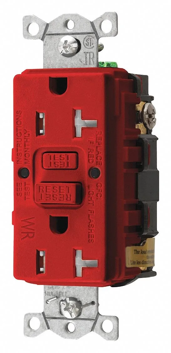 Hubbell Incorporated Hubbell Incorporated GFTWRST20R GFCI Receptacle 20A 125VAC 5-20R Red — product photo