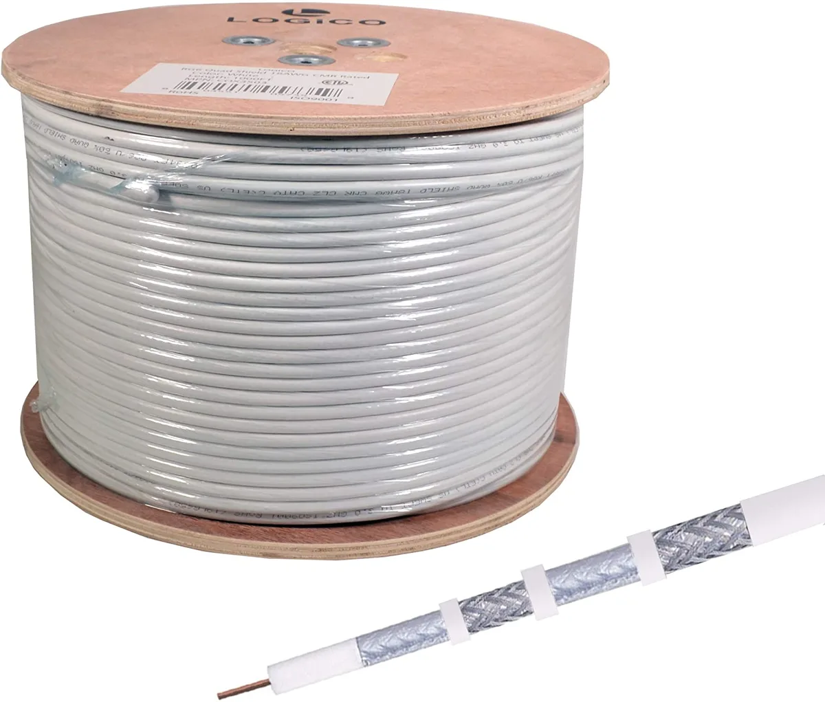 Logico Logico COX3503 RG6 Quad Shield Coaxial RF Cable 1000ft White — product photo