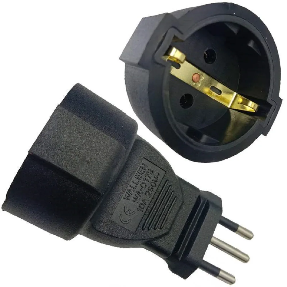 TeKit TeKit Brazil 3-pin Male to EU Schuko Female Adapter 16A 250V Space Gray — product photo