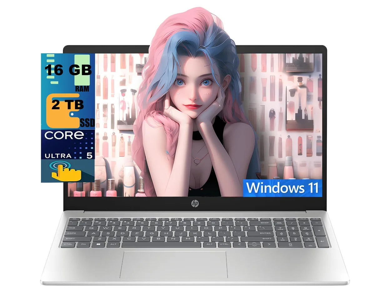 HP HP 15 laptop Core Ultra 5 125H 14-core 16GB DDR5 2TB SSD 15.6" FHD touchscreen Silver — product photo