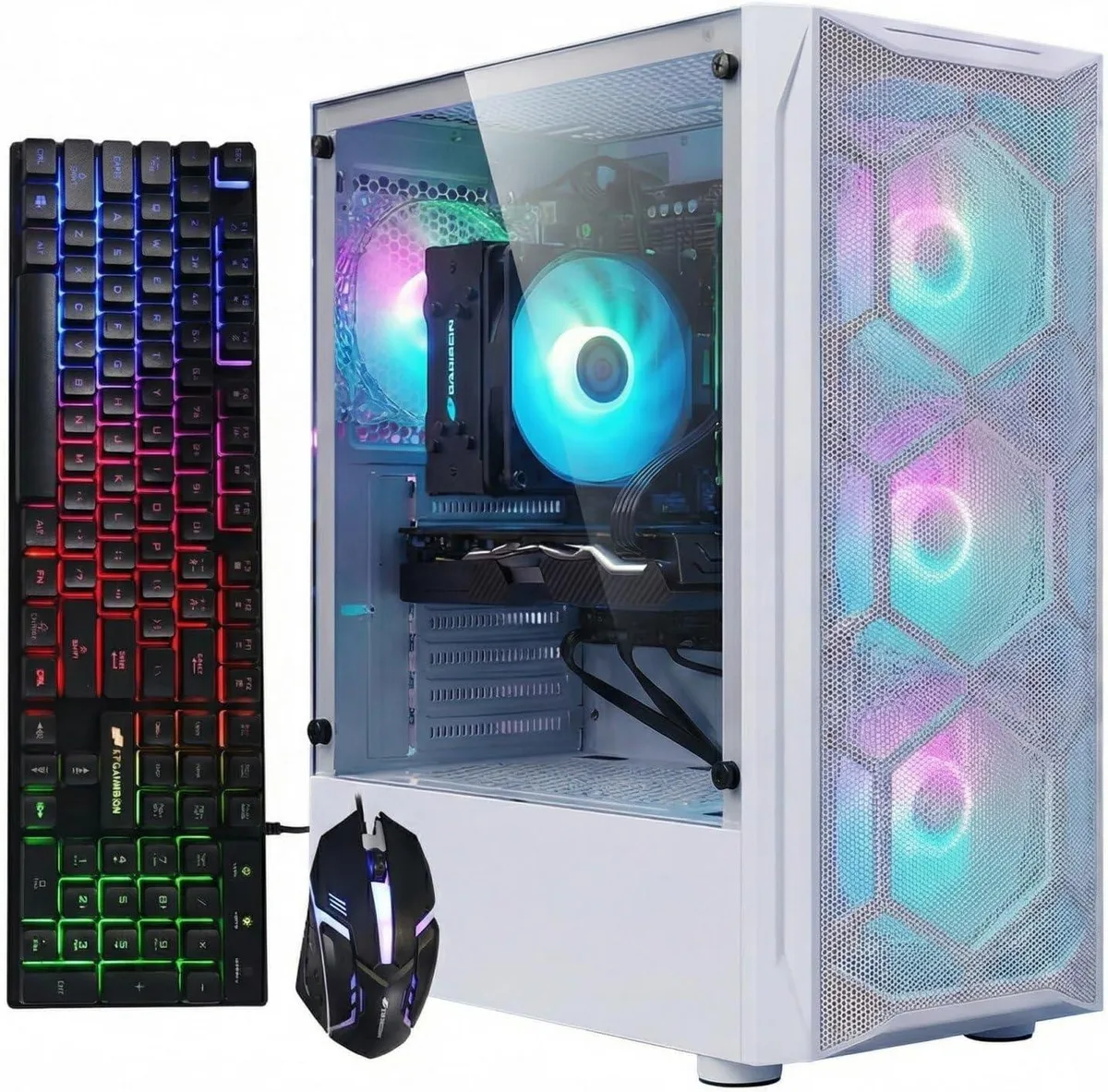 STGAubron STGAubron ABR0124 Gaming PC Xeon E5 2.5GHz 3.3GHz Radeon RX 590 32GB 1TB White — product photo