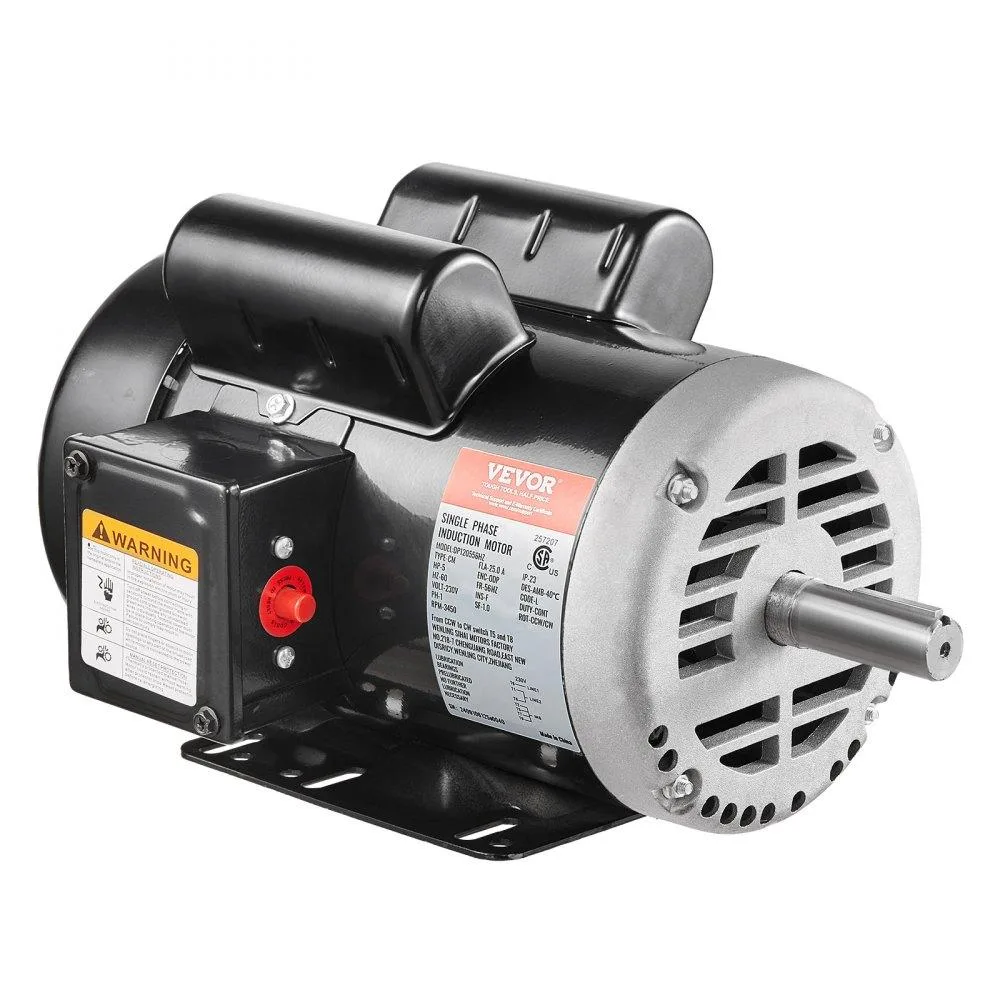VEVOR VEVOR 5HP Air Compressor Motor 230V 25A 3450RPM 56HZ Frame 7/8" Keyed Shaft 2.25" Length — product photo
