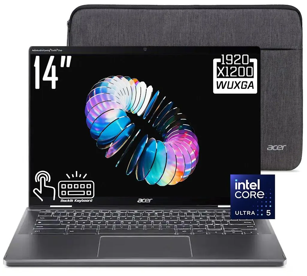 Acer America Acer America Spin 714 2-in-1 laptop Intel Core Ultra 5 115U 8GB 512GB 14-inch 120Hz touchscreen Steel Gray — product photo