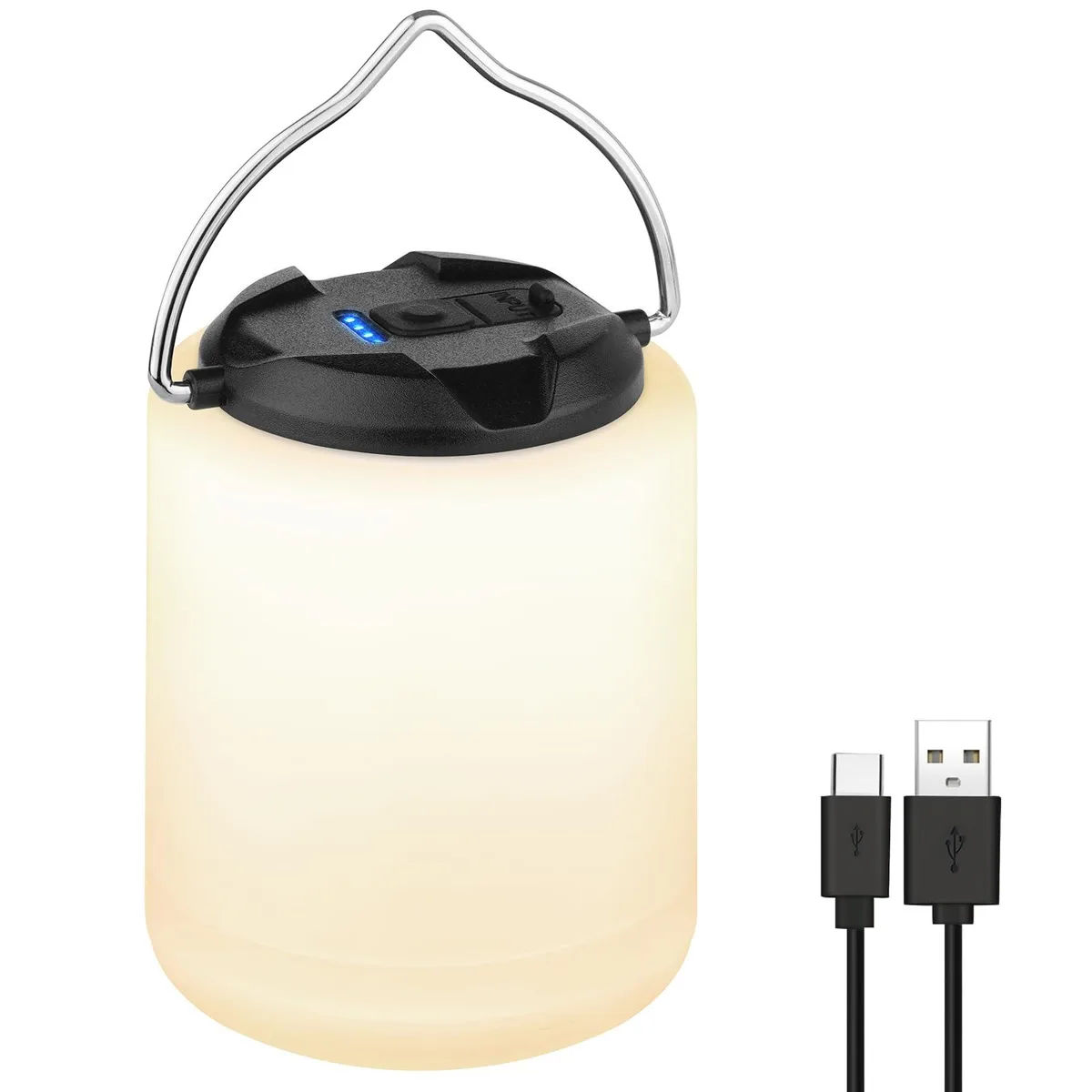 Compact black LED lantern with 360-degree light emission